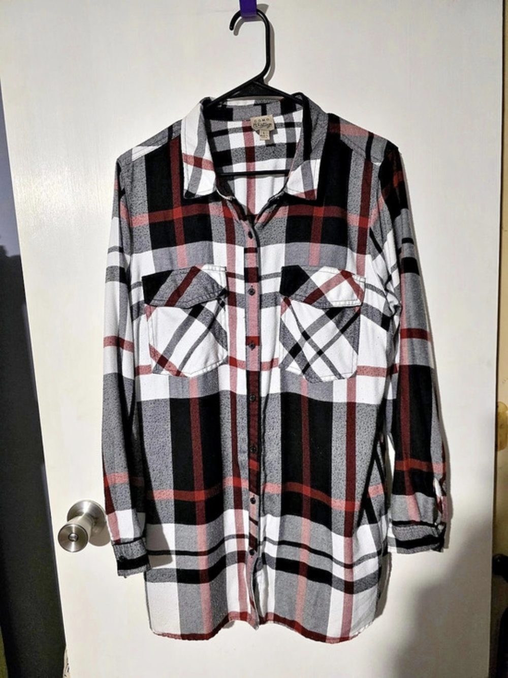 Como Vintage Plaid Button Down Shirt in Black & White